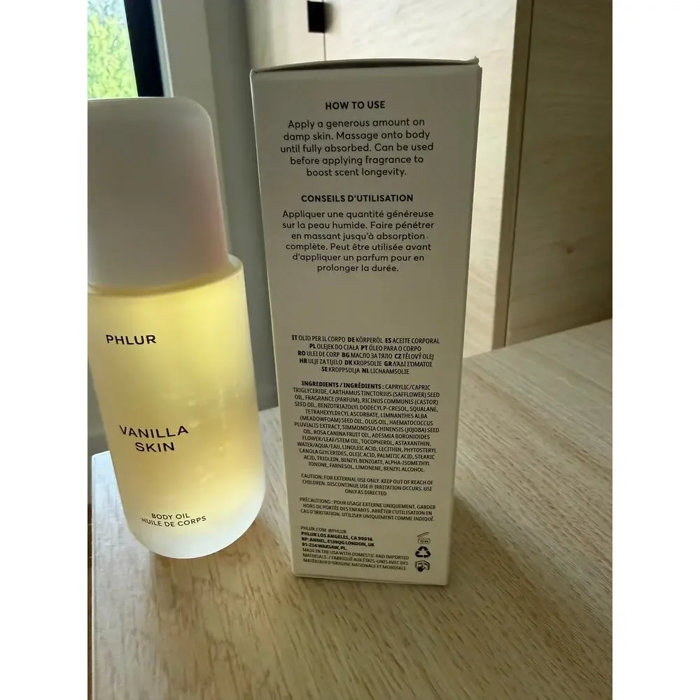 $45 Phlur Vanilla Skin Body Oil 120mL New in Box Full Size